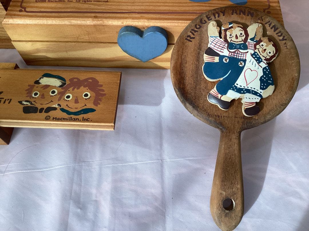 Raggedy Ann & Andy 木製小物入れ５点セット　カントリー雑貨