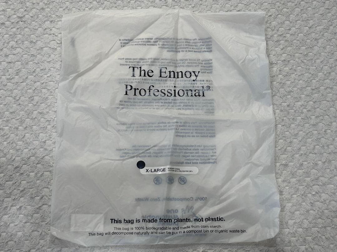 美品 ENNOY BORDER CREW NECK SWEAT BLACK XL