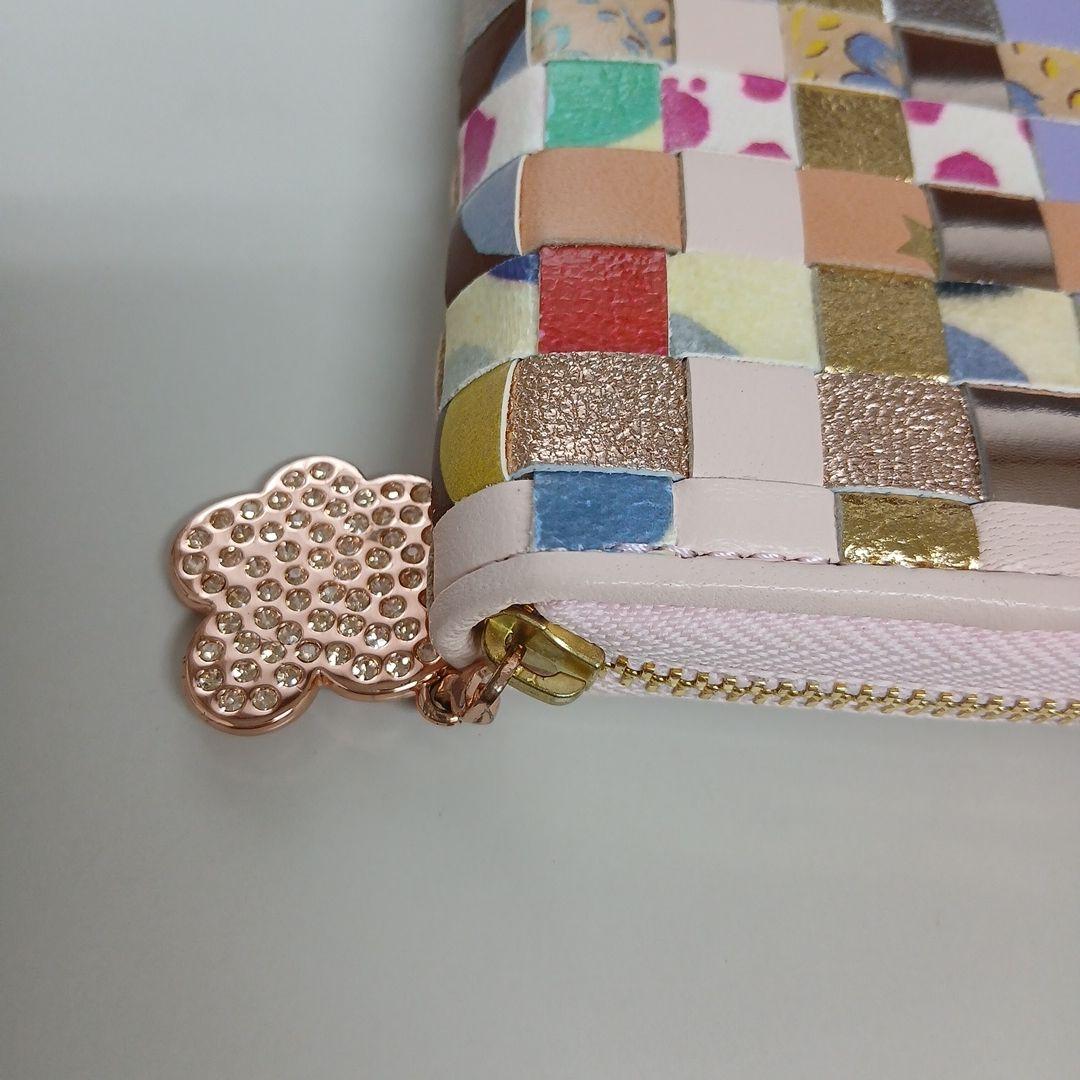 ツモリチサト　エポネコメッシュ ラウンドファスナー2つ折り財布　ピンク