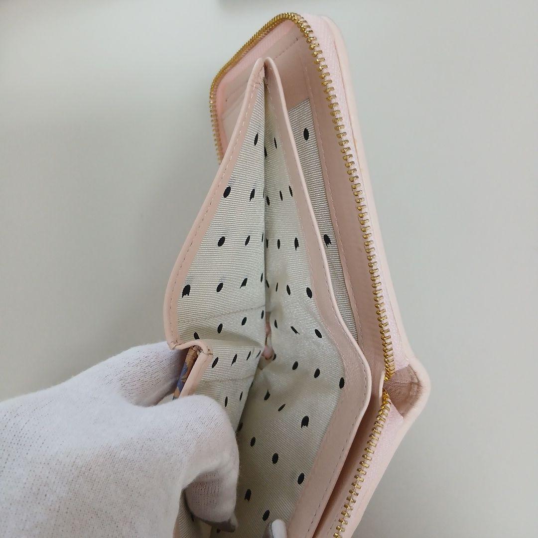 ツモリチサト　エポネコメッシュ ラウンドファスナー2つ折り財布　ピンク