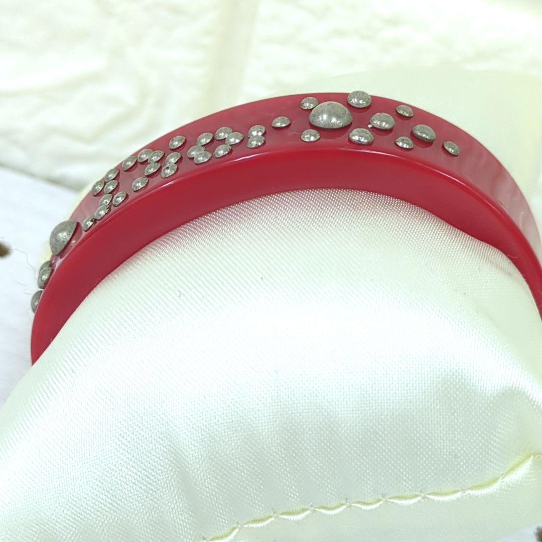 Dior ディオール ロゴバングル ラインストーン レッド
