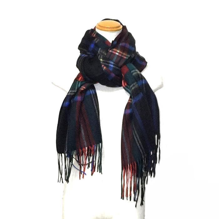 大幅値下70㎝×200超大判100%カシミヤストールマフラー新品ブラックチェック