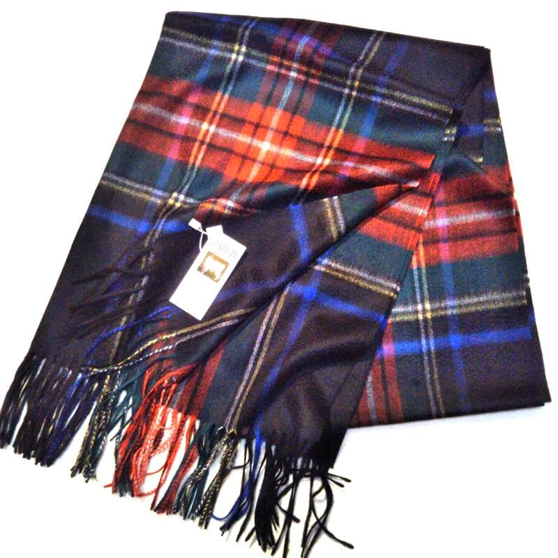 大幅値下70㎝×200超大判100%カシミヤストールマフラー新品ブラックチェック