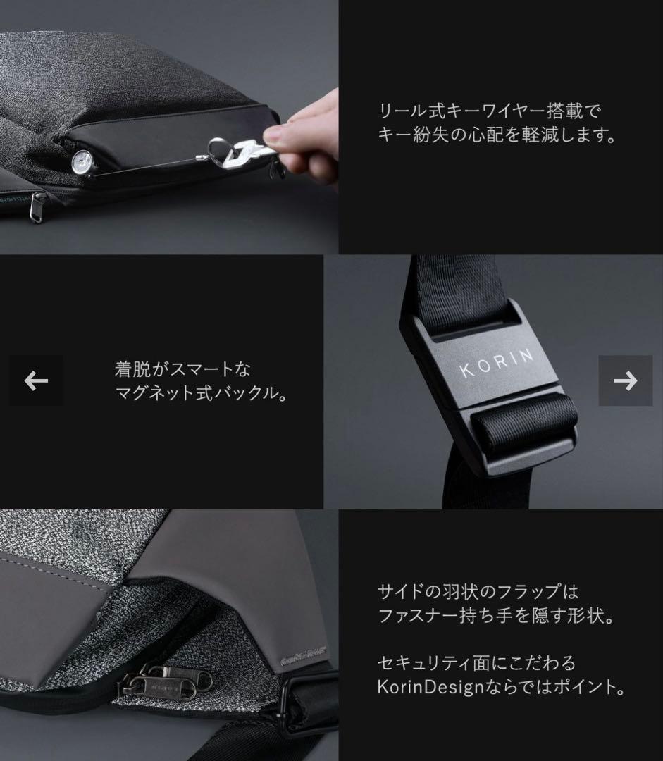 【美品】KORIN 防刃盗難防止ショルダーバッグ　ボディバッグ