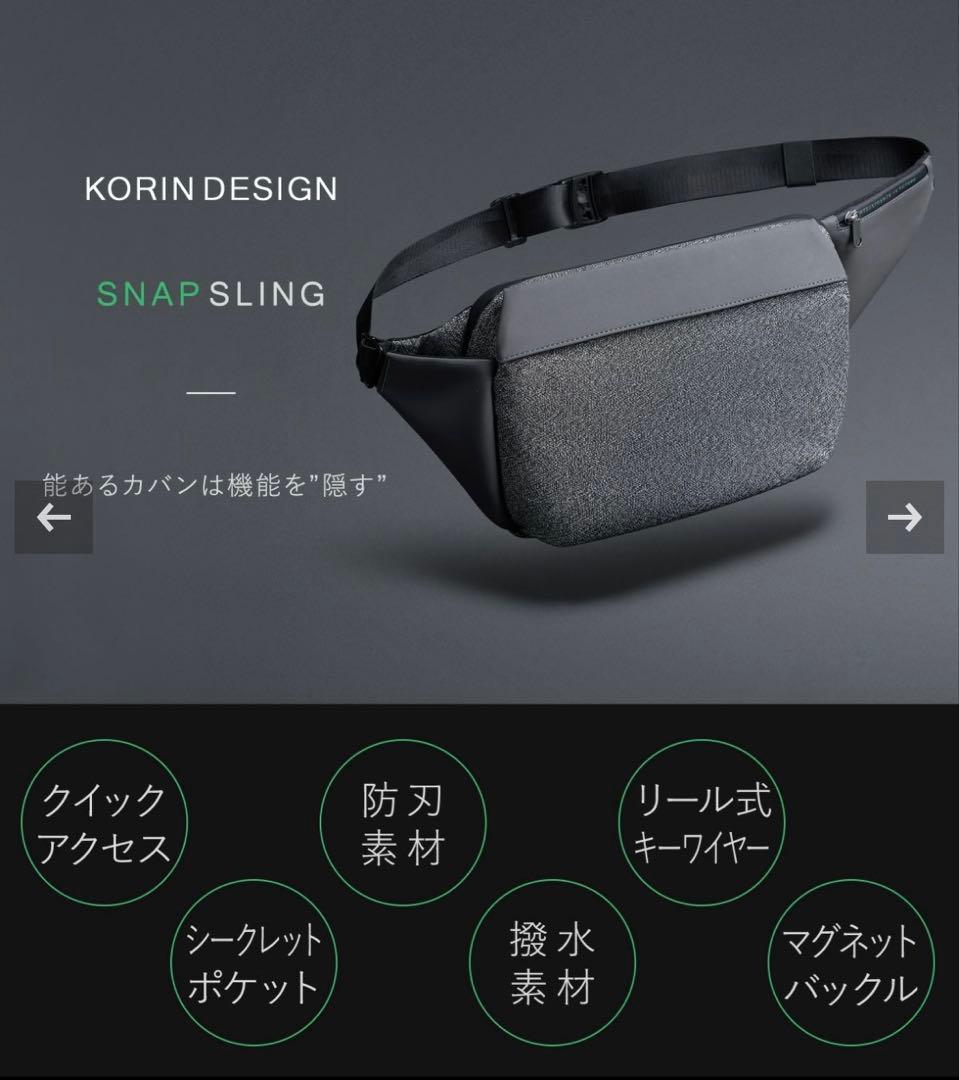【美品】KORIN 防刃盗難防止ショルダーバッグ　ボディバッグ