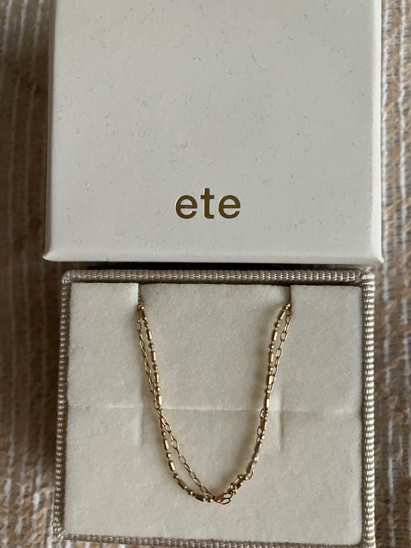 ete K10YG レイヤード カットボールチェーン ブレスレット