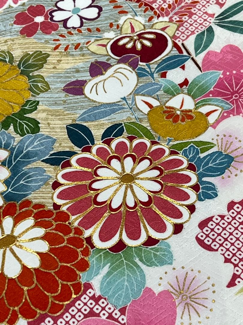 小柄な方　振り袖　フルセット　白　別誂長襦袢　成人式　金彩加工　刺繍入り　736