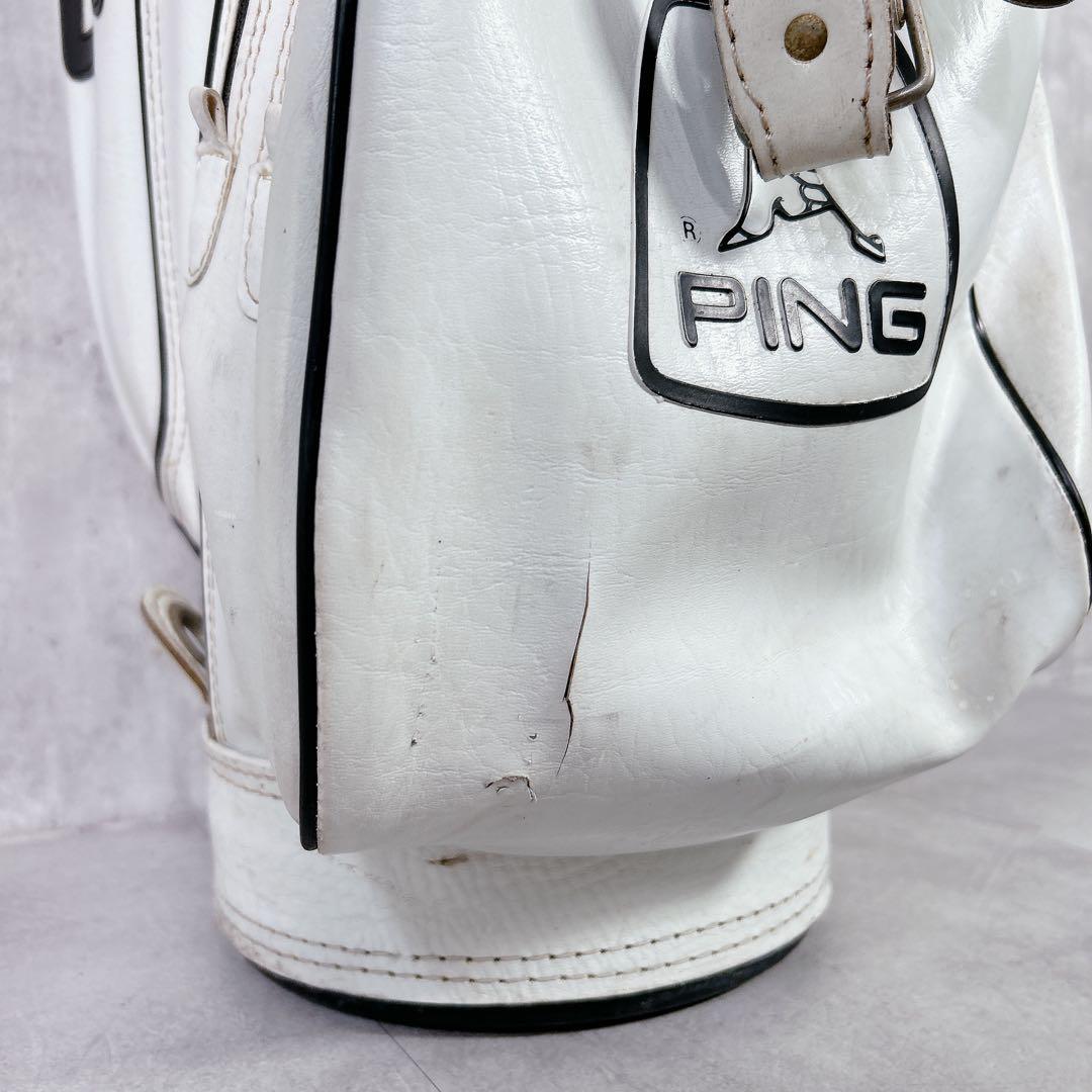 V264 PING ピン キャディバッグ 本体 白 ロゴ レザー ゴルフ用具