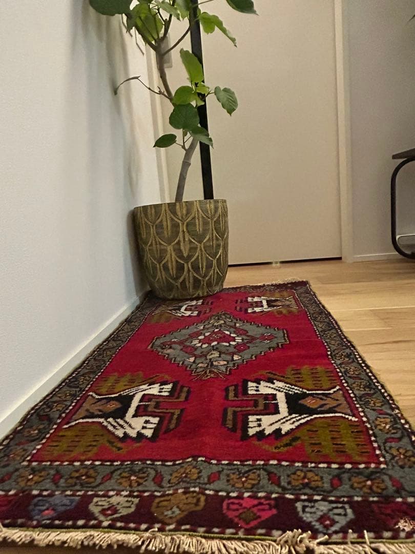 トライバルラグ・トルコヴィンテージラグ・ウール約51×100cm