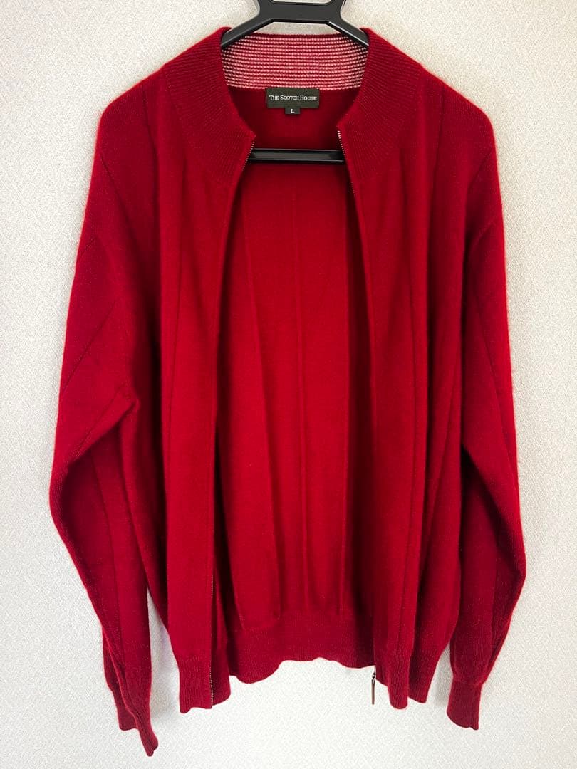 g*!様 THE SCOTCH HOUSE赤 カシミヤ100%ドライバーズニット