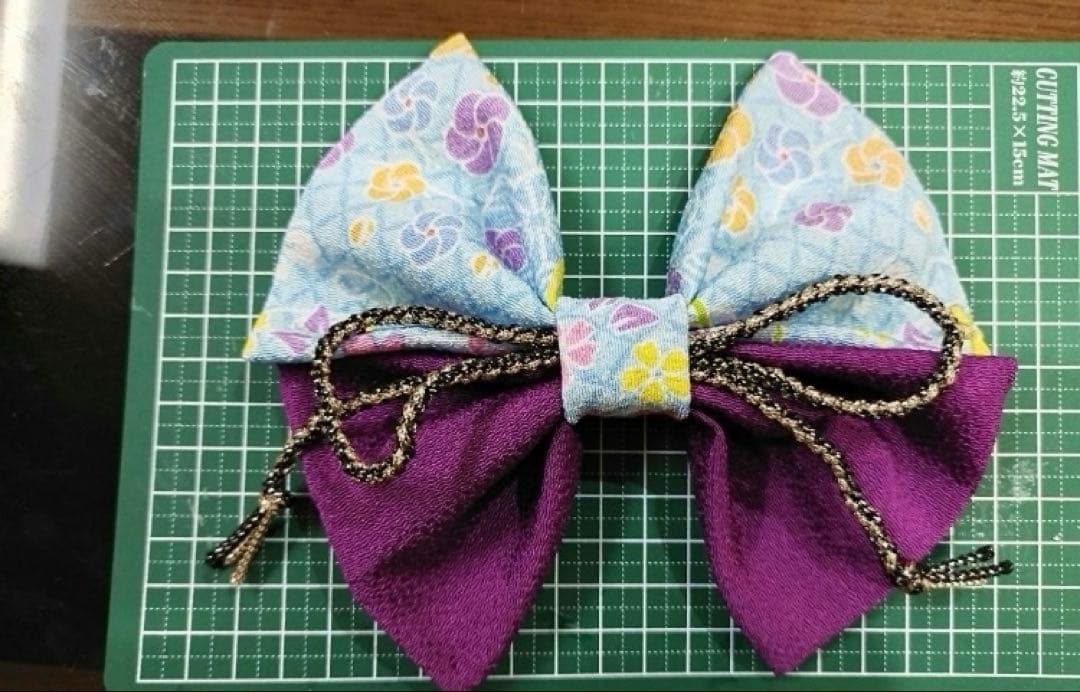 小学生　卒業式　袴4点セット 二尺袖着物&髪飾りセット