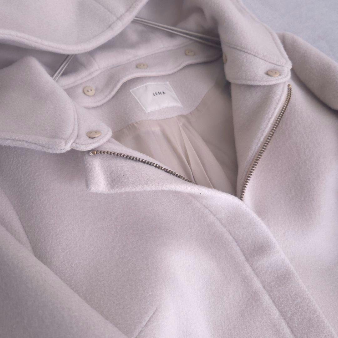 美品 イエナ 二重織りシャルムフードコクーンコート 大きいサイズ L