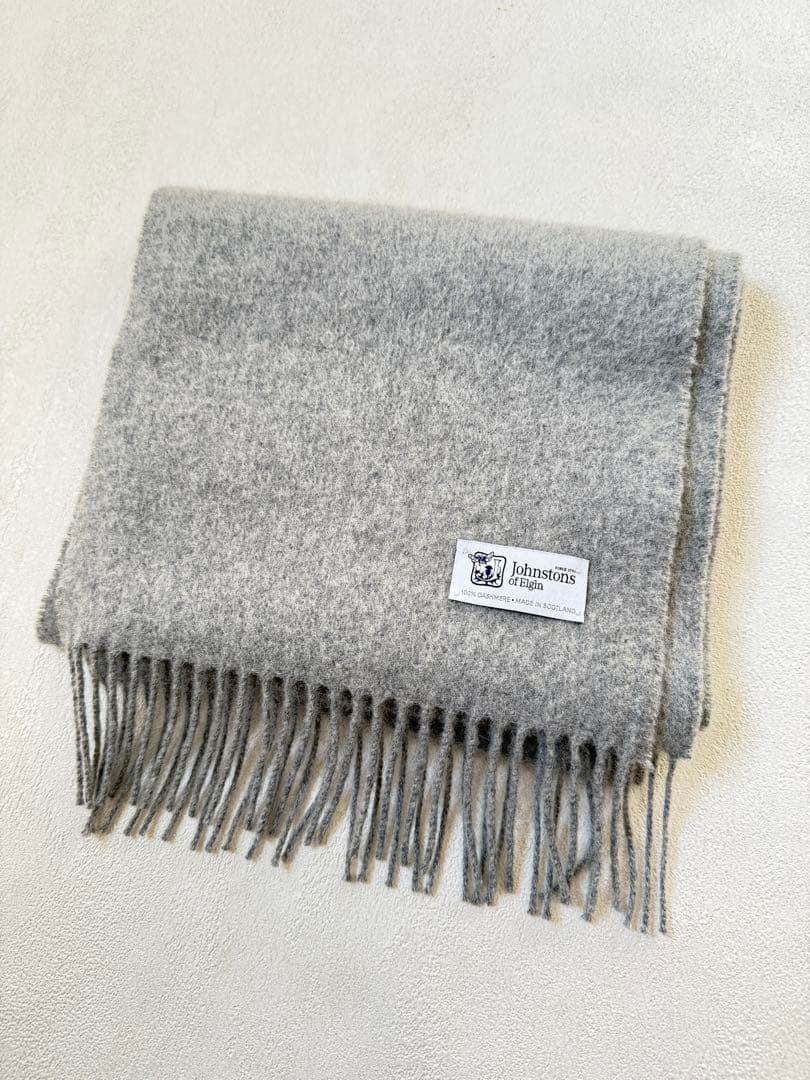 Johnstons of Elgin グレー カシミヤ 100%マフラー