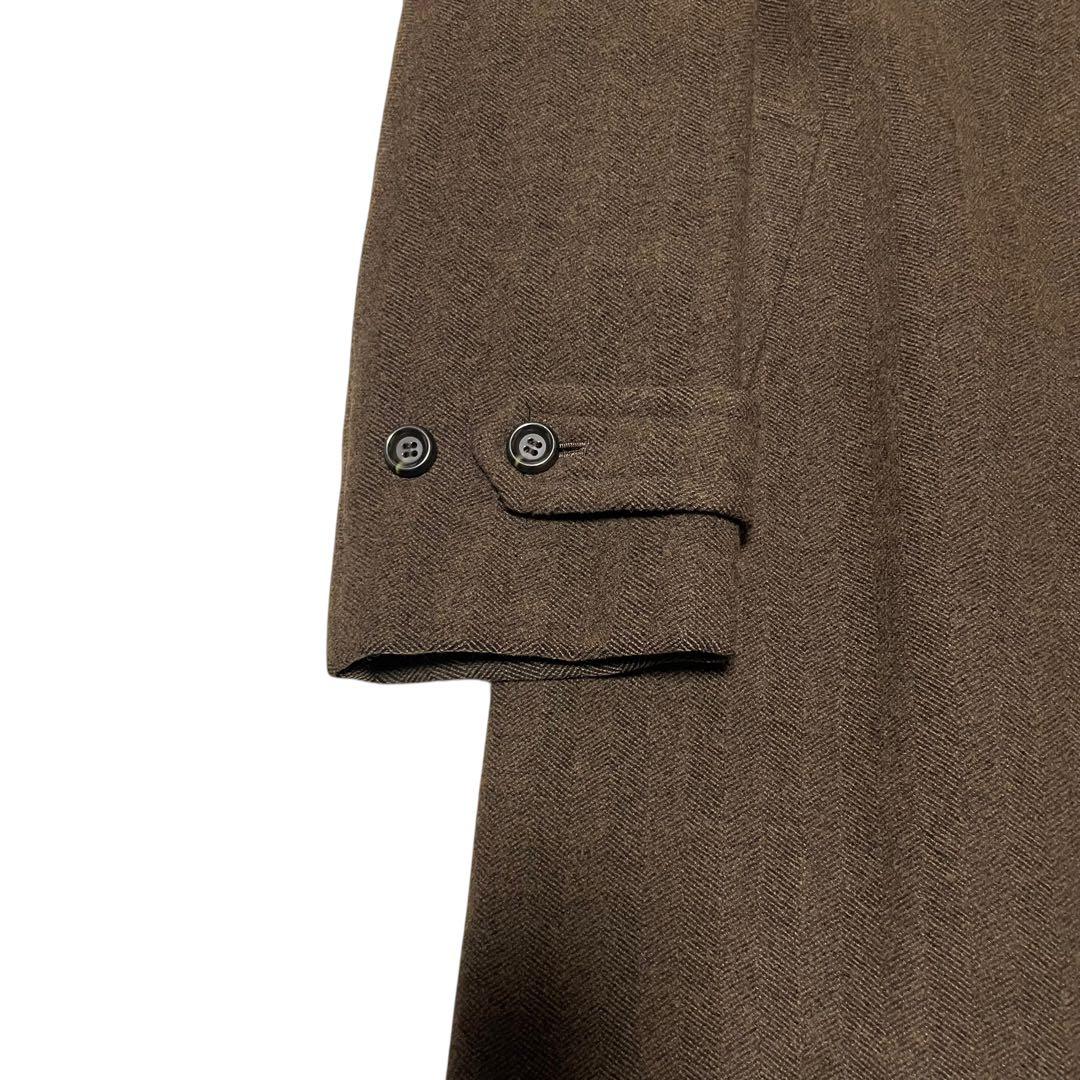 大きいサイズ【vintage】ウール100% マキシ丈チェスターコート 茶 XL