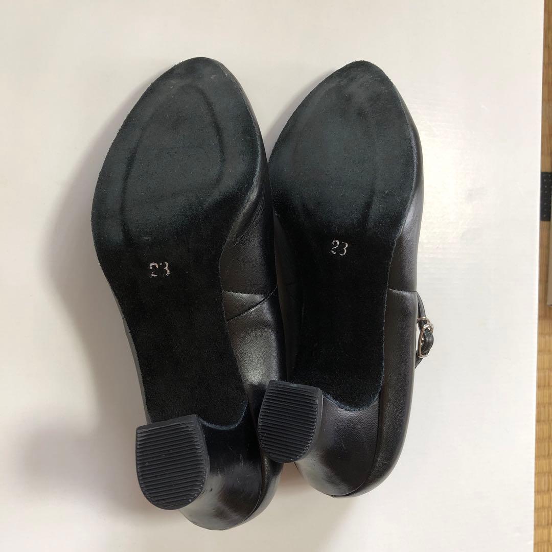 月の舟　23cm 5cmヒール　ダンス用　ブラックパンプス