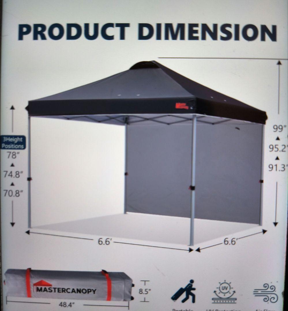 Mastercanopy 2.0m テント 新品同様、一人で簡単設営可能！黒