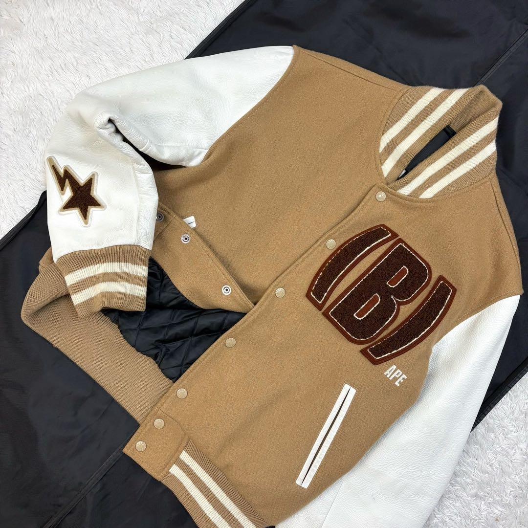 5984【スタッフ限定】アベイシングエイプ☆ワッペン付きレザースタジャン 青山