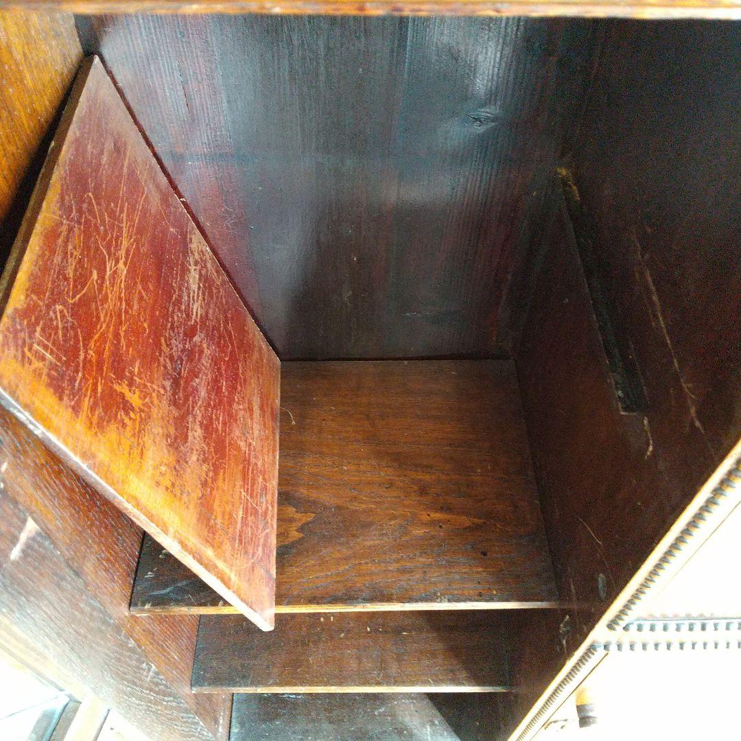 イギリス　アンティーク家具　ビューロー　オーク　本棚　サイドバイサイド