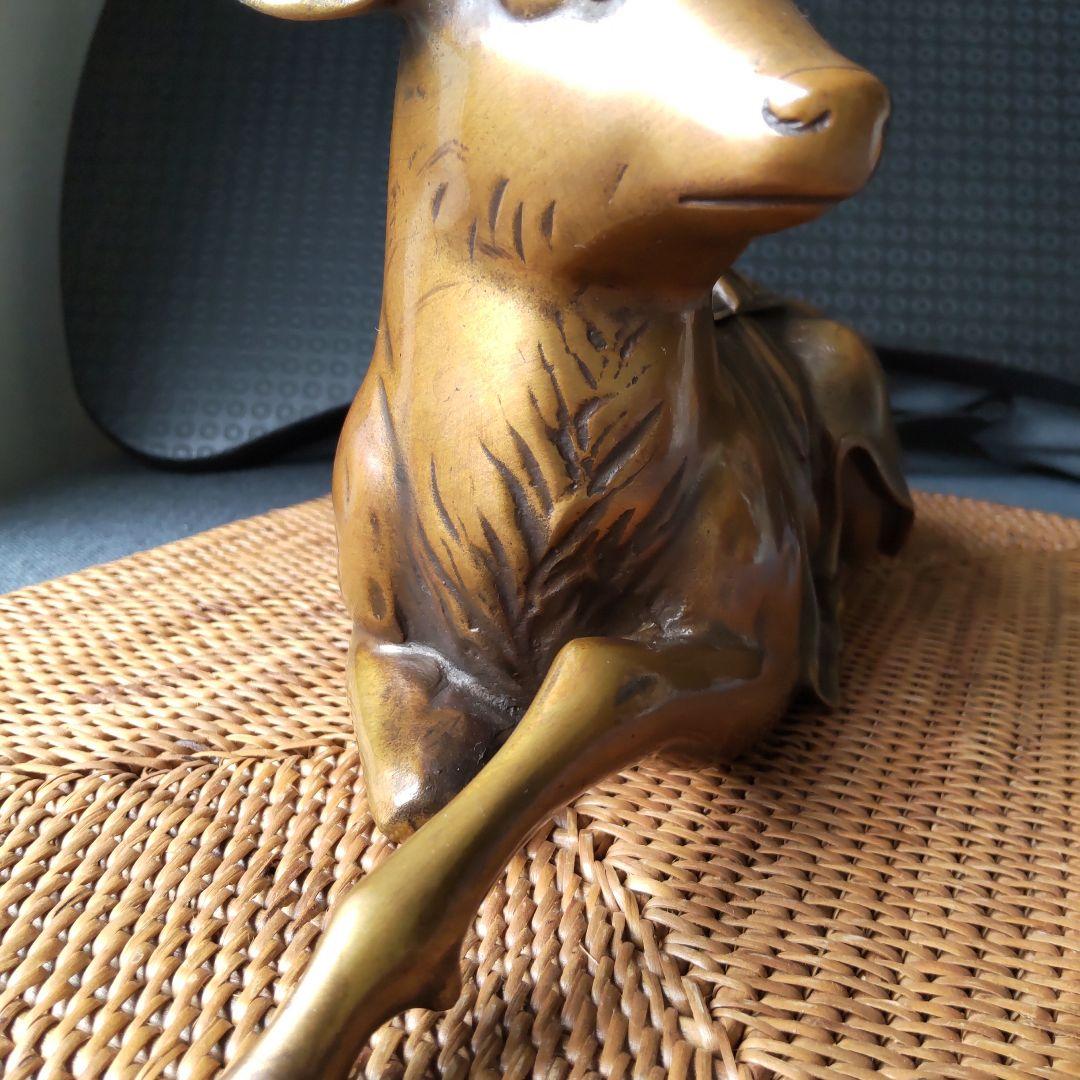 アンティーク！高岡銅器！金工師宗信造 蝋型 銅製鹿香炉！経年美品！