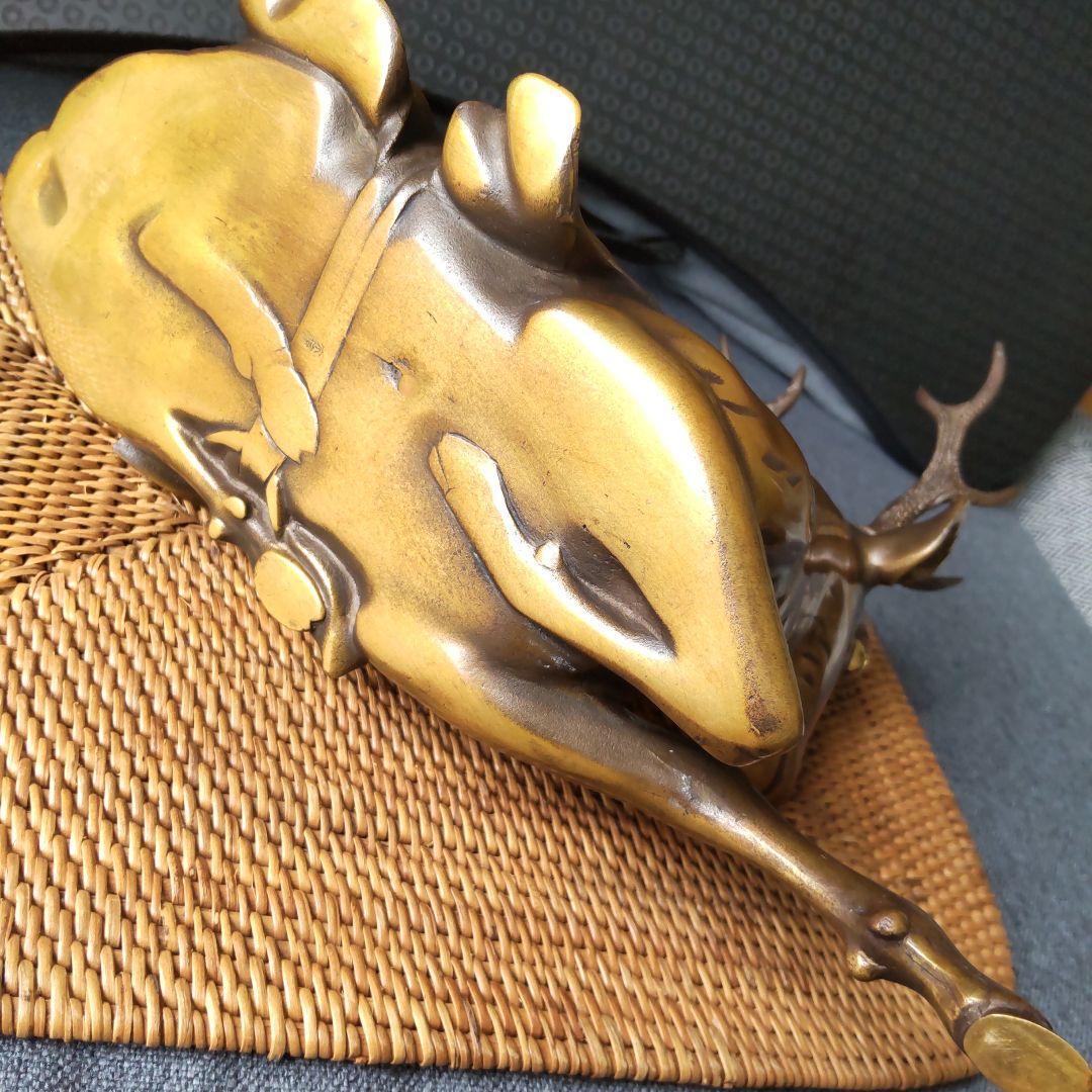 アンティーク！高岡銅器！金工師宗信造 蝋型 銅製鹿香炉！経年美品！