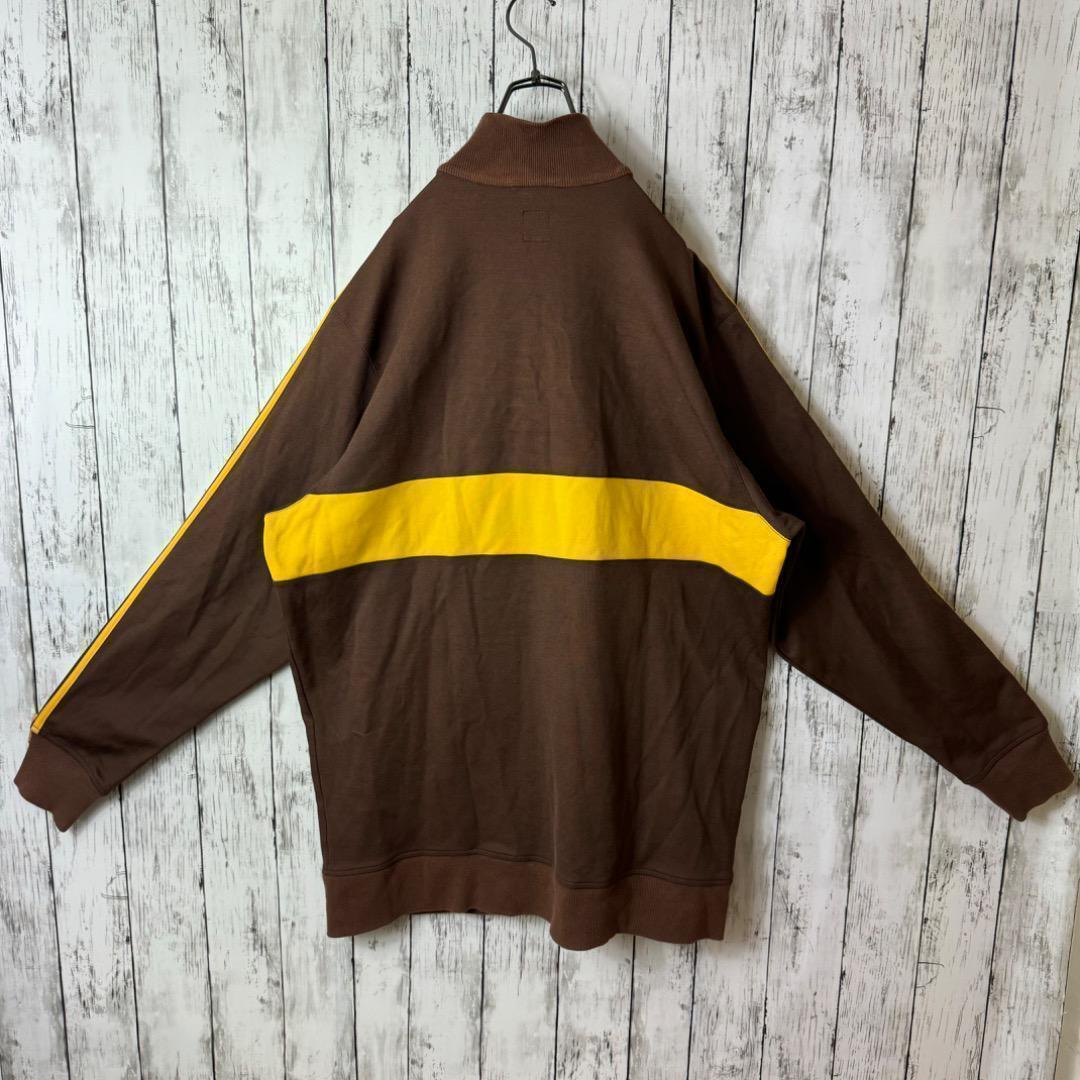 【希少】アディダス ジャージ 3XL 茶色 ブラウン イエロー 黄色 ミニロゴ