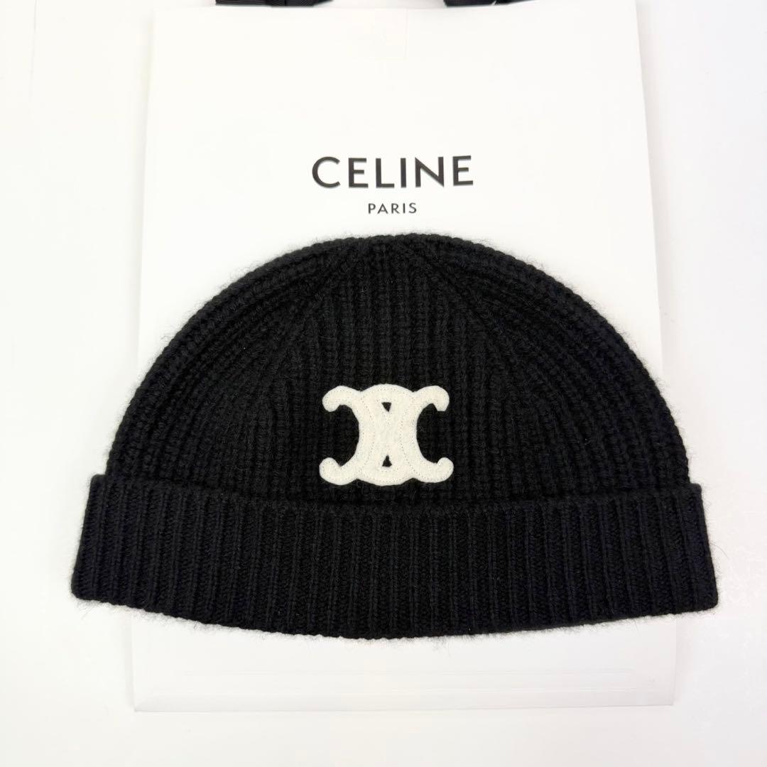 付属品完備 美品 CELINE トリオンフ カシミア ニット帽 セリーヌ