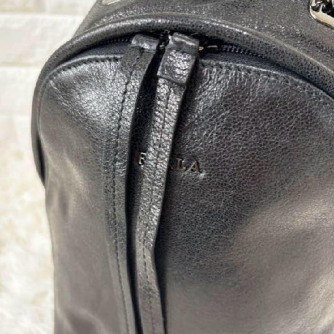 FURLA✨未使用級スパイバッグ　ミニリュック　レザー　タッセルシルバーチェーン