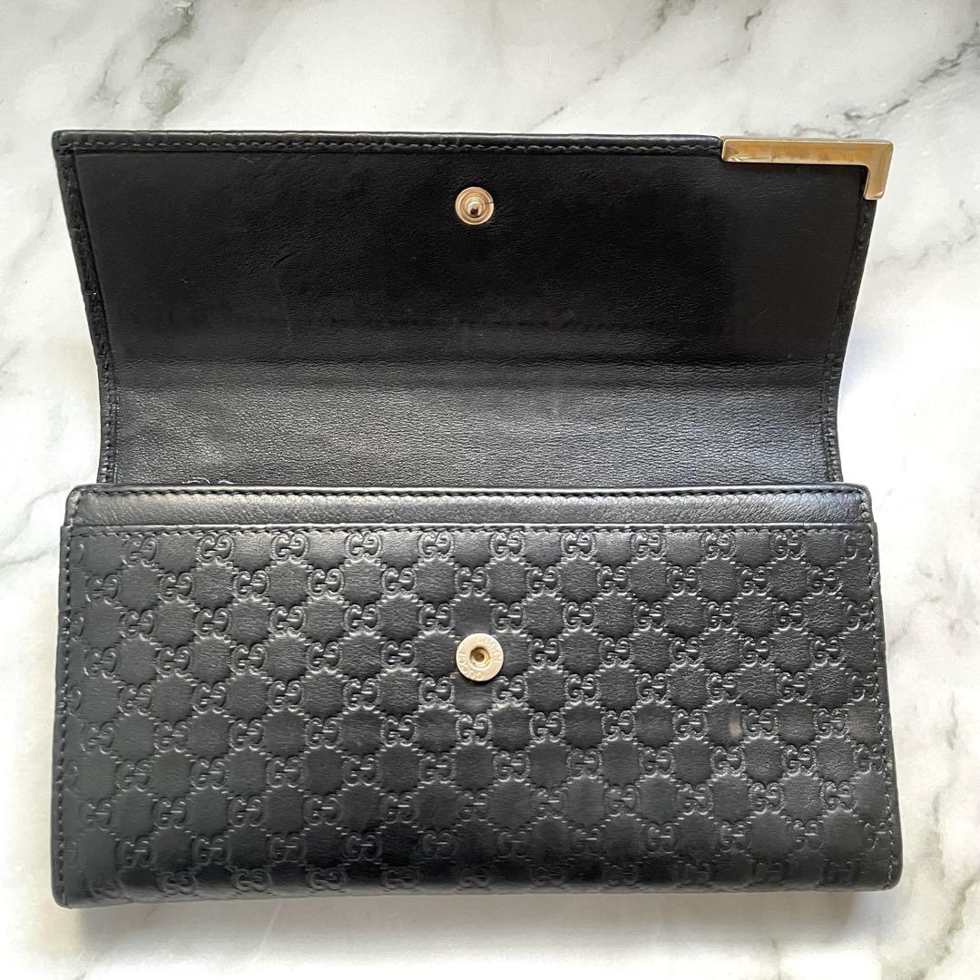 GUCCI グッチ マイクロシマ GGメタルロゴプレート　長財布　0112-②