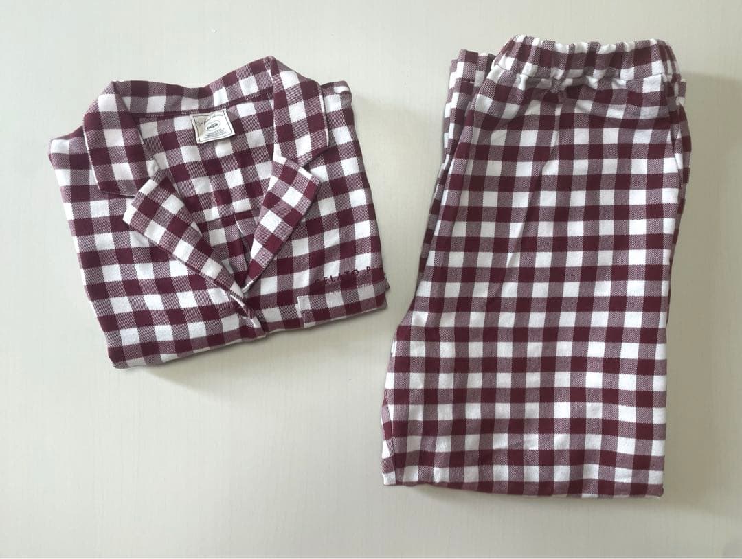 【新品！】ジェラートピケ　ギンガムチェック柄上下長袖パジャマセット　本田翼着用