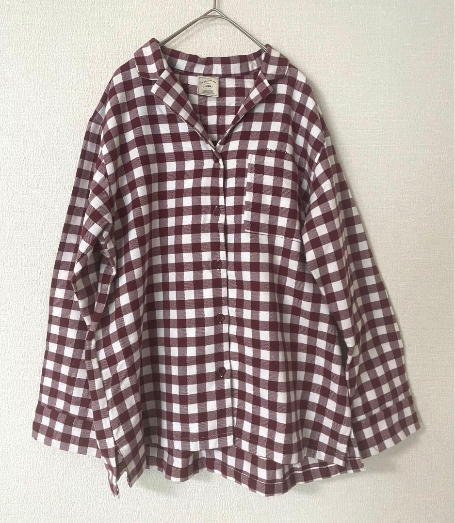 【新品！】ジェラートピケ　ギンガムチェック柄上下長袖パジャマセット　本田翼着用