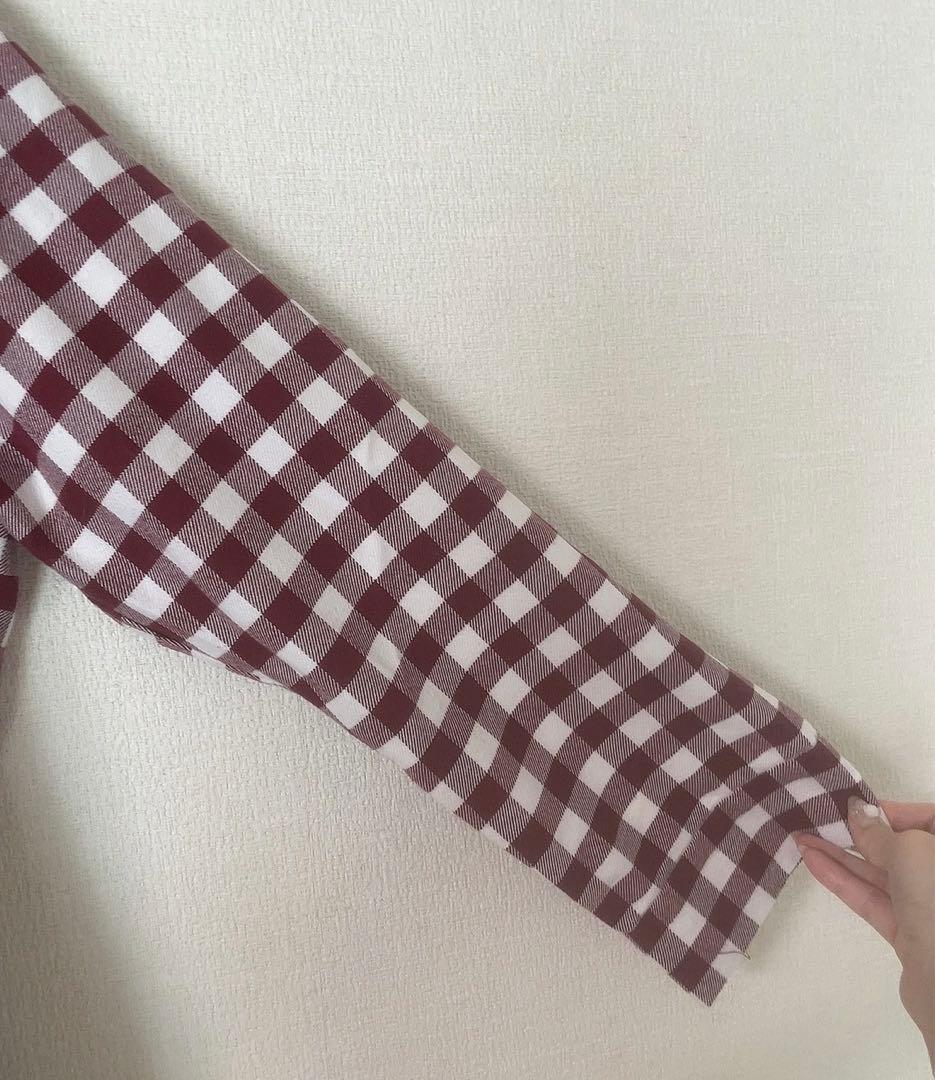 【新品！】ジェラートピケ　ギンガムチェック柄上下長袖パジャマセット　本田翼着用