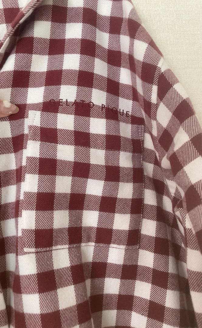 【新品！】ジェラートピケ　ギンガムチェック柄上下長袖パジャマセット　本田翼着用