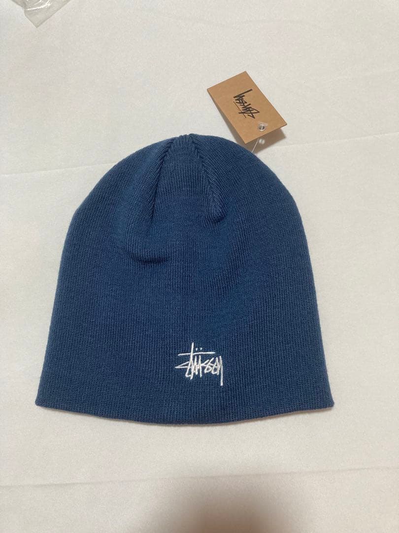 Stussy 青 ニット帽 新品 - メルカリ