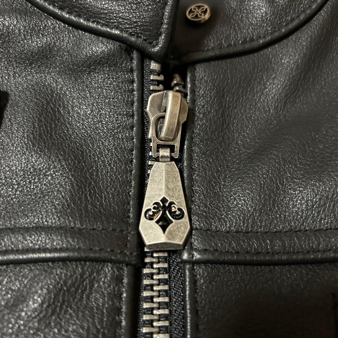 HARLEY DIEREI シングルライダースジャケット 本革 牛革 スカル刺繍