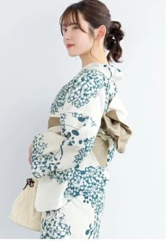 画像の帯・お任せ帯締め・お任せ下駄つき◆ノー皺加工最高級クールパス◆紫陽花浴衣