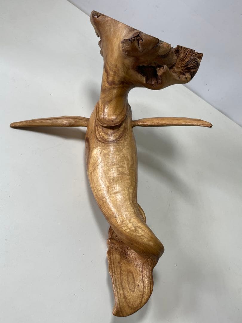 流木工芸 木彫クジラ Whale 彫刻置物《ハンドメイド・一点物・現状品》