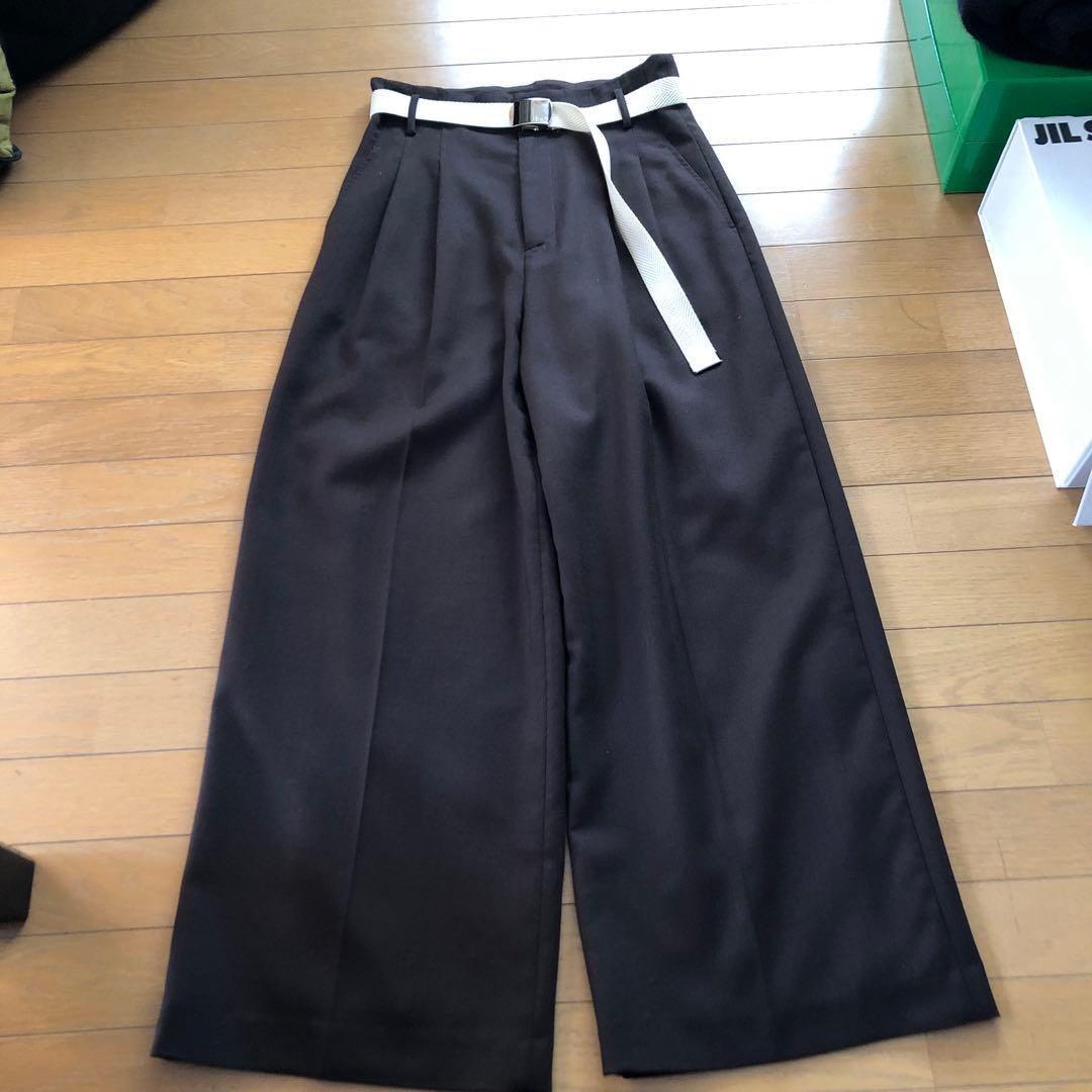 新品・未使用【ETRE TOKYO】ダブルクロスベルテッドセミワイドパンツBR