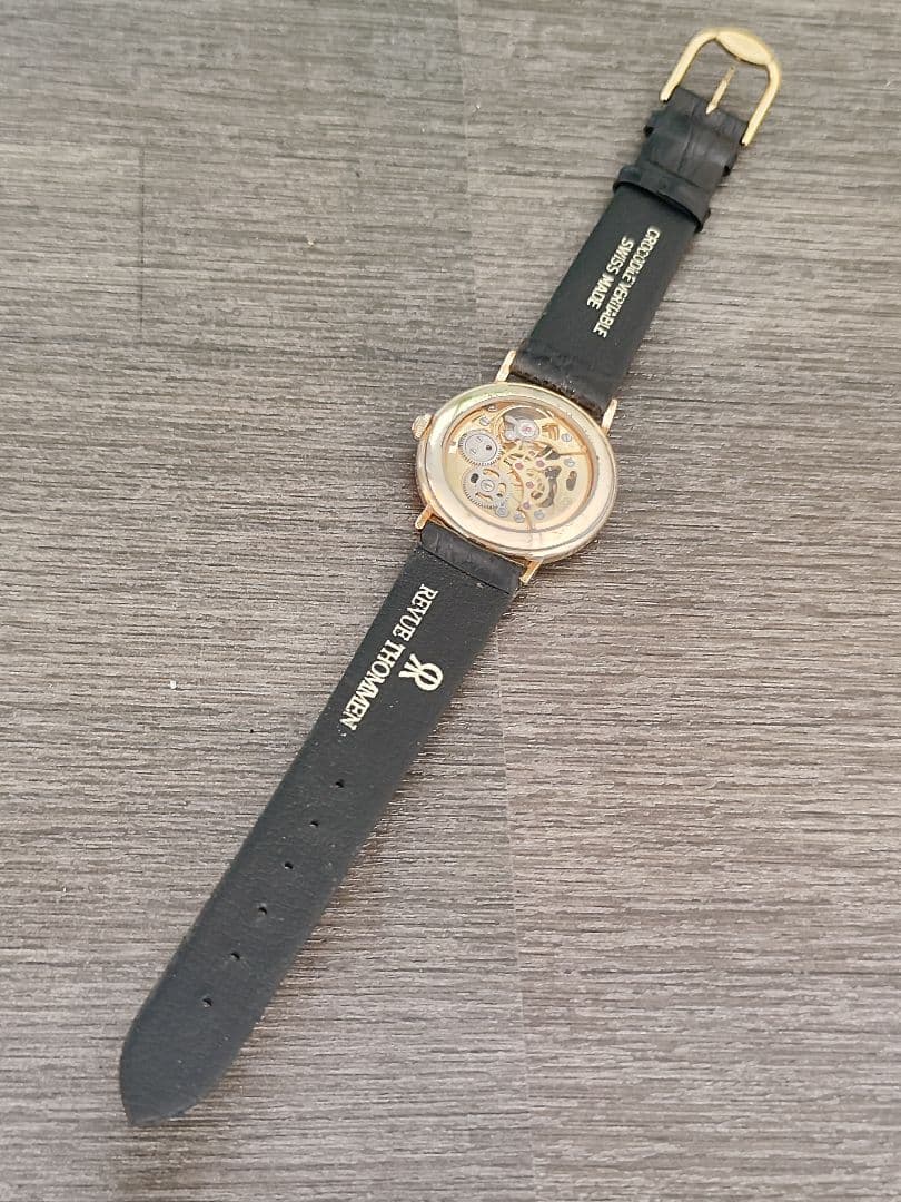 手巻き 稼働品 REVUE THOMMEN メンズ腕時計 両面スケルトン 三針