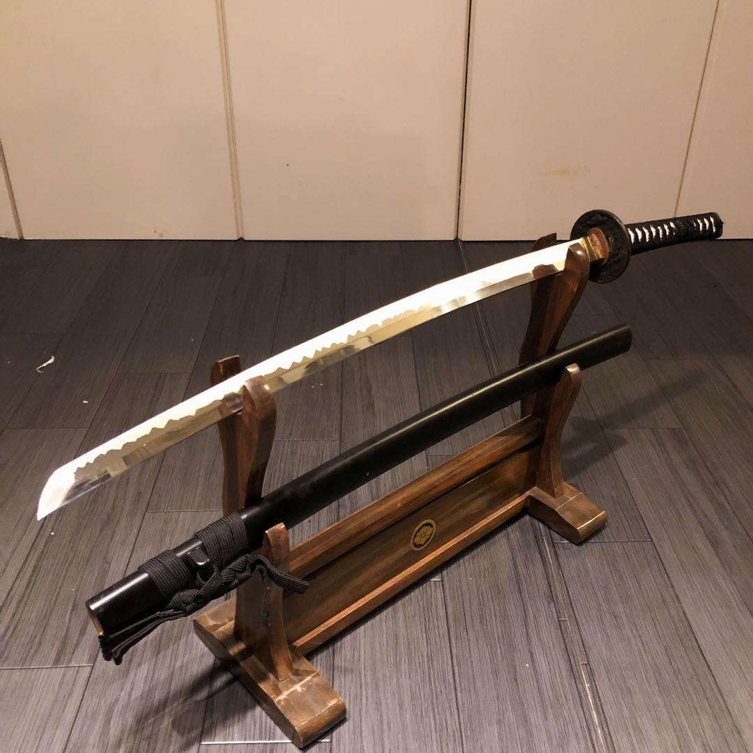 高級模造刀　居合刀　優波紋　黒拵え　太刀