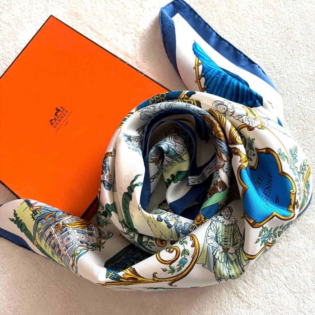 未使用級•美品】エルメス カレ90 コメディイタリエンヌ シルク