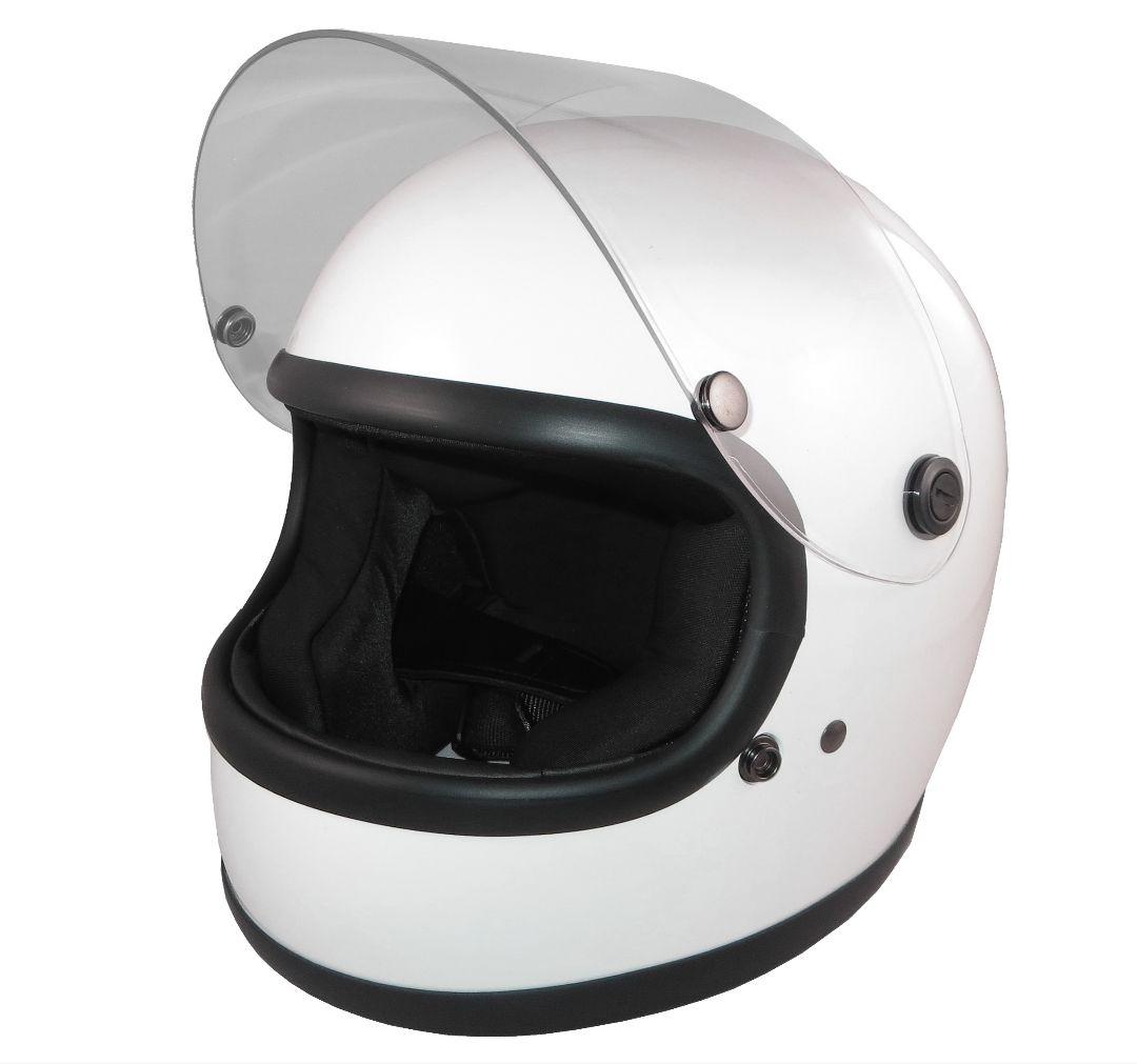 フルフェイス（ホワイト）昭和レトロ カフェレーサー 70年代 族ヘル 復刻版