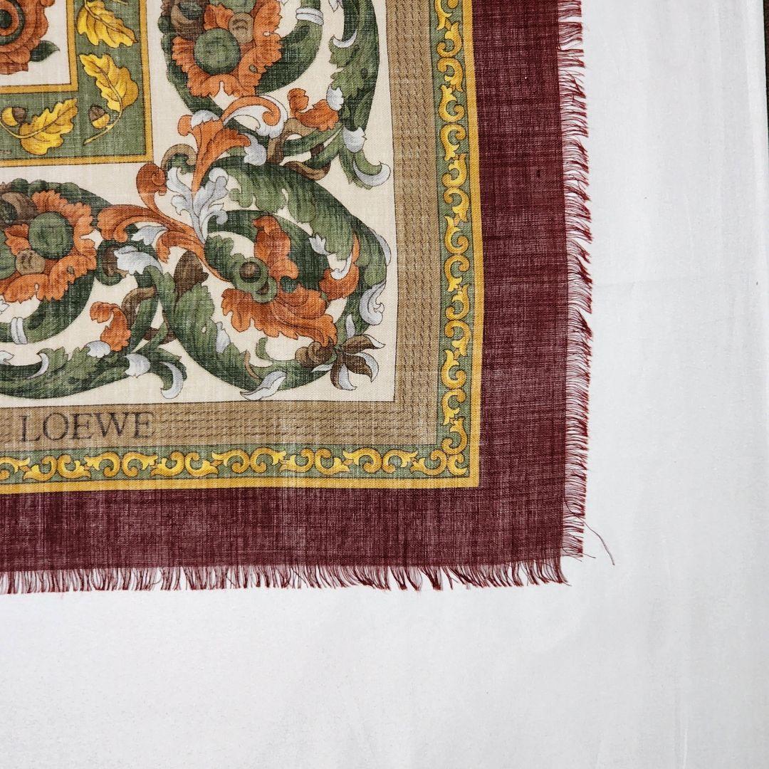★LOEWE★ ストール ショール アナグラム 馬具 木の実 ワインレッド
