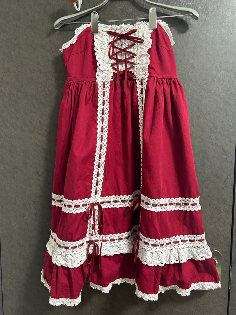 ベビードールジャンパースカート BABY エンジ オフ白