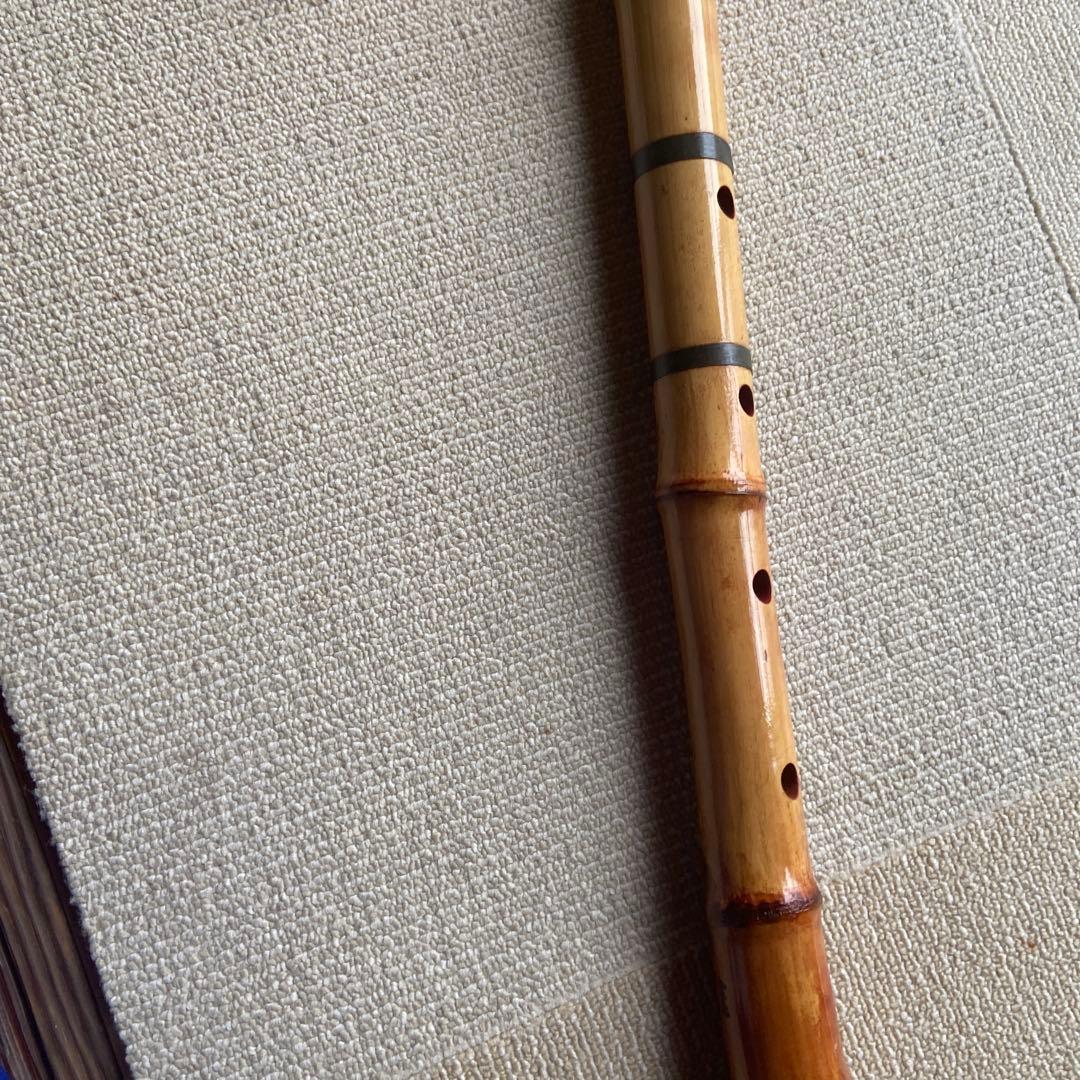 219 尺八本体 ニ尺一寸管　珍しい地無し延管　竹製 5音孔