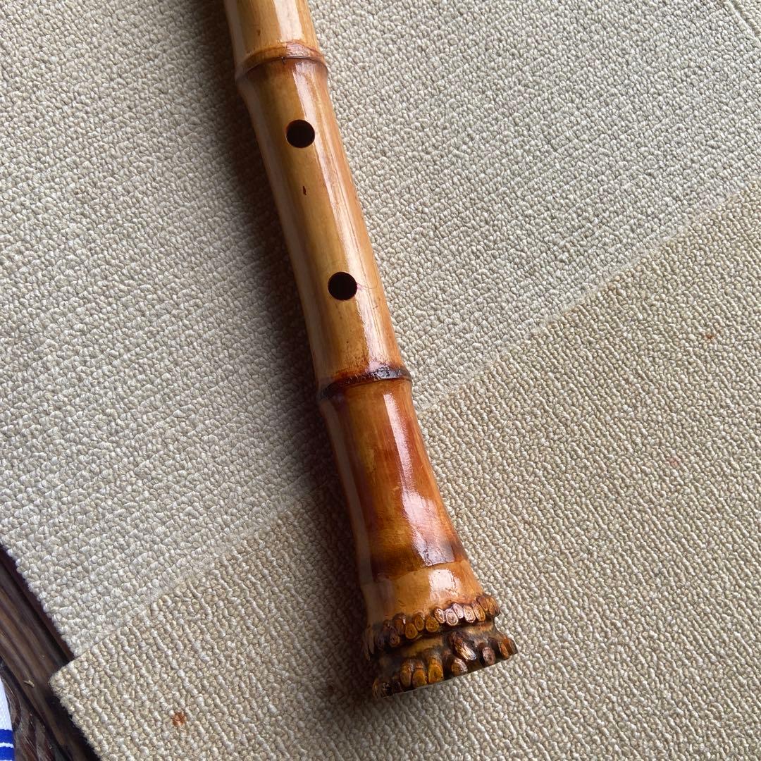 219 尺八本体 ニ尺一寸管　珍しい地無し延管　竹製 5音孔