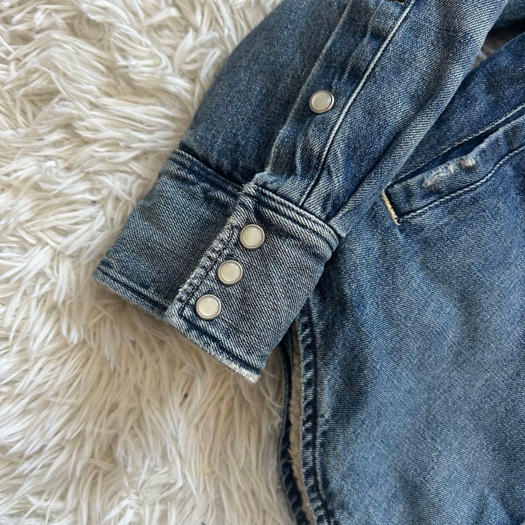 ポロラフルローレン　デニムウエスタンジャケット　ボア　ヴィンテージ加工　XS