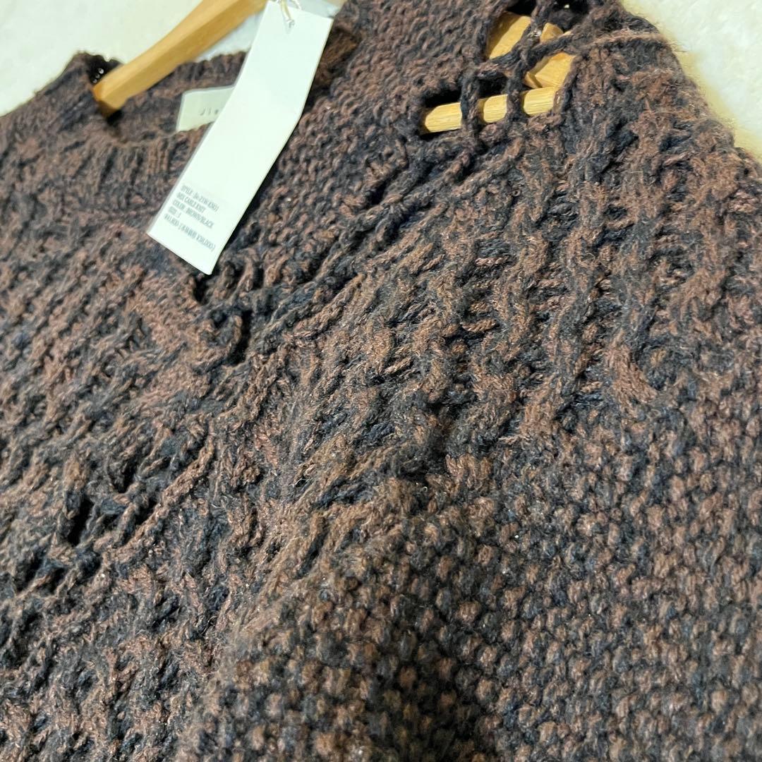 Jieda ジエダ Mix Cable Knit ウール ブラウン シアー ファッション