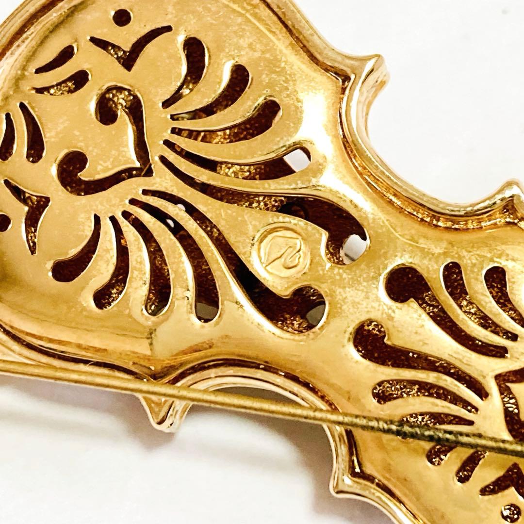 SWAROVSKI バイオリン ラインストーン 楽器 ブローチ F252068