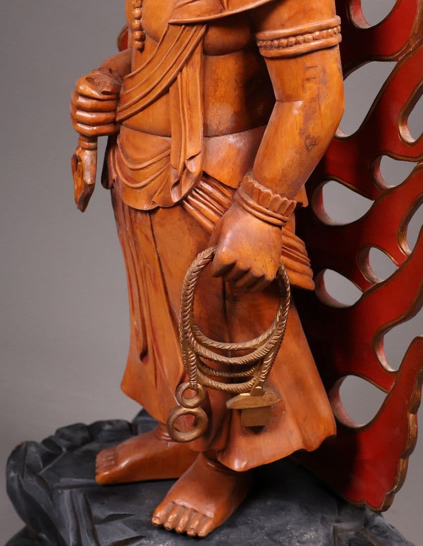 MA827】仏教美術 木造 不動明王立像 全高68cm 仏像 彫刻 木彫 寺院