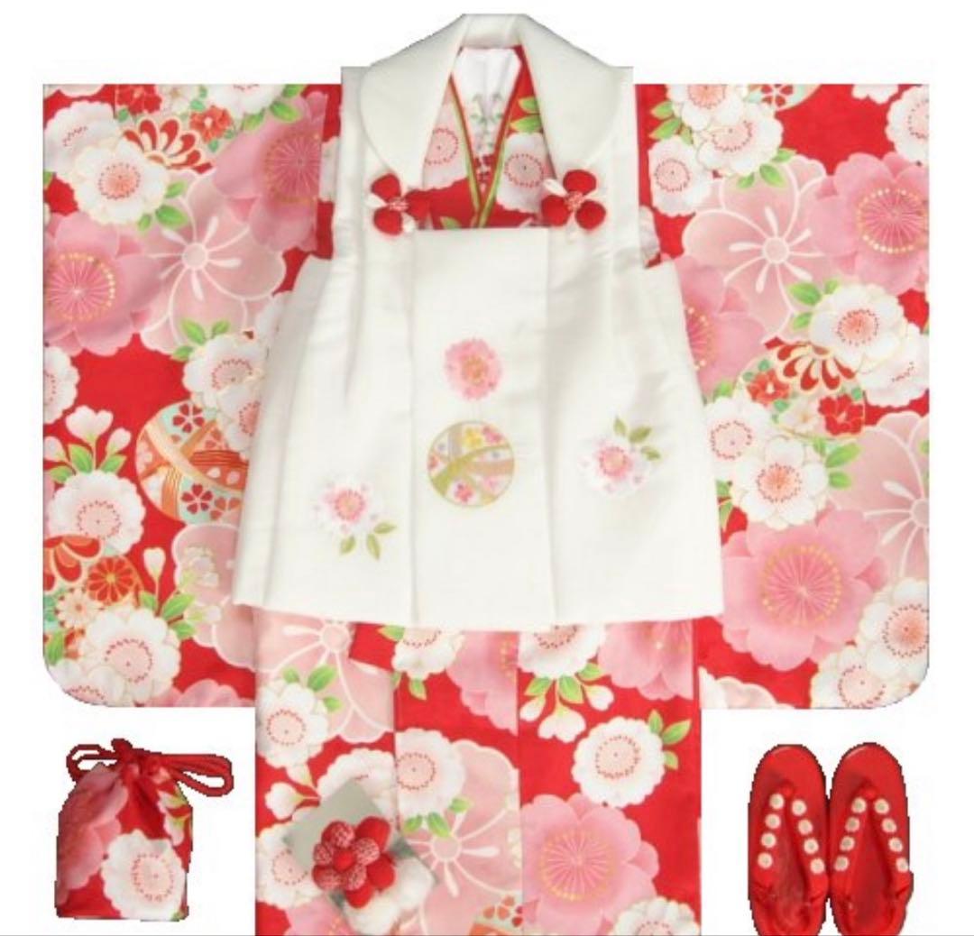七五三 着物 3歳 女の子 被布セット 京都花ひめ 赤地着物
